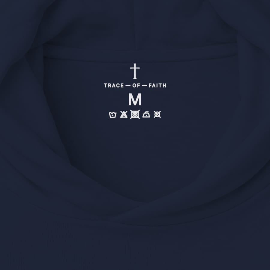 Geschreven in het hart in Navy, neklabel